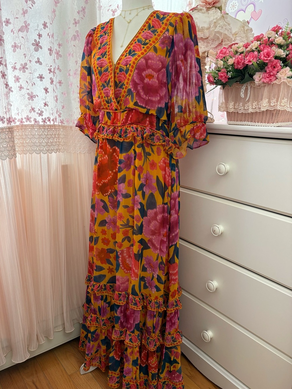 Farm Rio Floral Dream Short Sleeve Maxi Dress - Picture 4 of 7